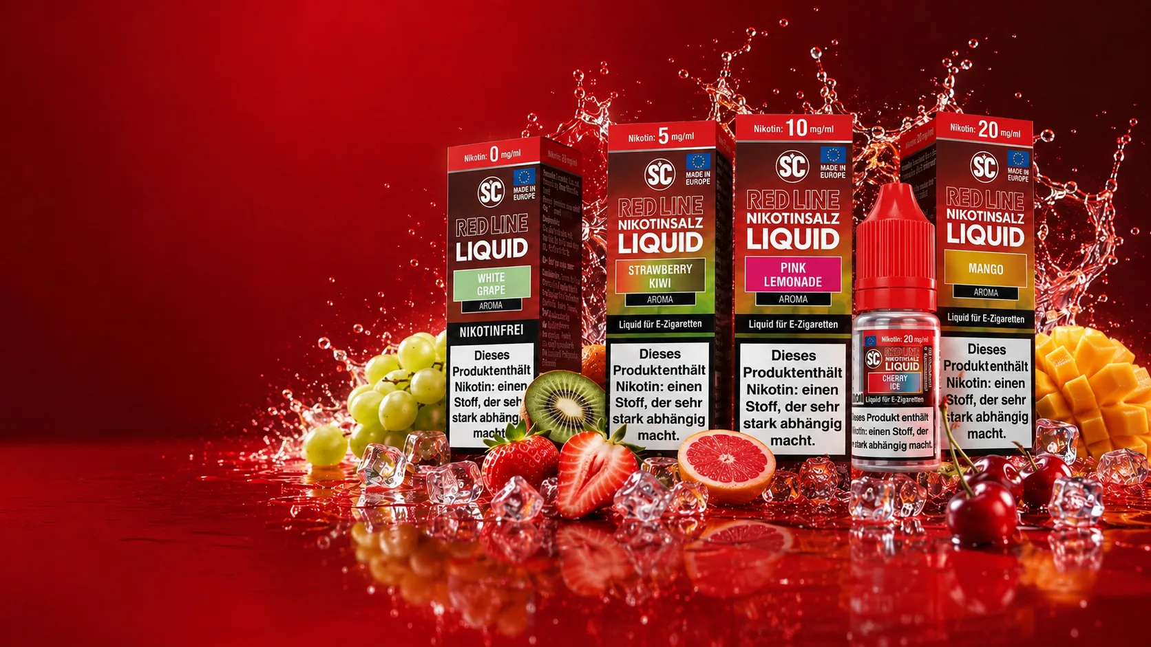 SC Red Line nic salt liquid – 10 ml in 0 to 20 mg/ml
